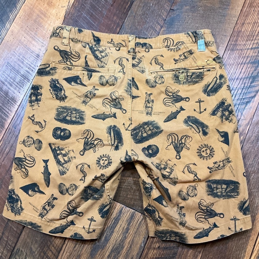 KAVU Chilliwack Printed Canvas Shorts – Nautical Caramel Print – Men’s Size 32 - Picture 2 of 8